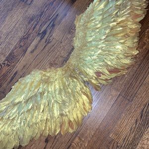 GOLD ANGEL WINGS COSTUME XL FEATHER COSPLAY WARRIOR CHRISTMAS